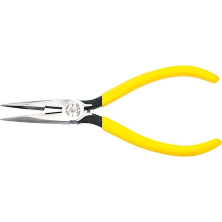 Klein Tools 6 5/8 in D203 Needle Nose Plier, Side Cutter Plastic Dipped Handle D203-6C