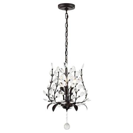 Jonathan Y Diantha 12" 3-Light Contemporary Bohemian Iron/Acrylic LED Pendant, Oil Rubbed Bronze/Clear JYL9551A