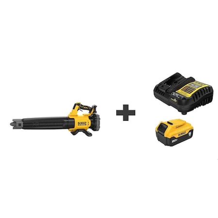 Dewalt 20V MAX XR(R) Battery Powered Leaf Blower, 450 cfm, 125 mph, Bare Tool, 62 dBA DCBL722B/DCB205C