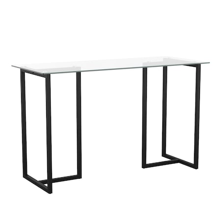 Martha Stewart 23.5 in. D X 47.25 in. W X Glass, Steel, Clear Top/Oil Rubbed Bronze Frame XU-DK-1-BK-MS