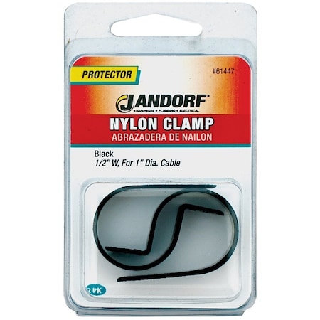 Jandorf Cable Clamp, 1 in Max Bundle Dia, 1/2 in W, Nylon, Black 61447