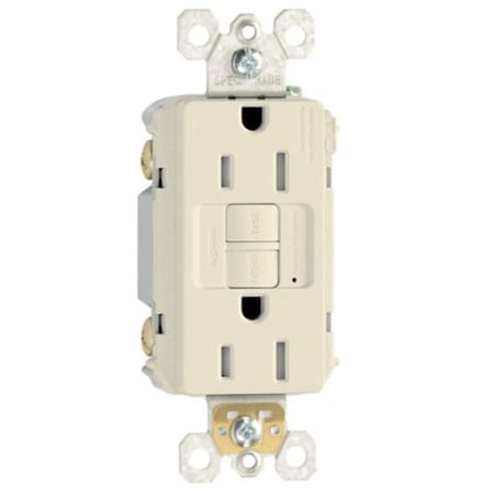 Legrand Pass & Seymour radiant Series GFCI Duplex Receptacle, Nylon, Light Almond, 2-Pole, 15 A, 125 VAC 1597TRLACCD4