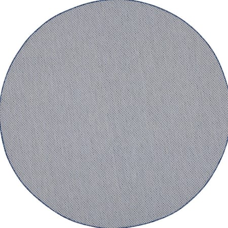 Homeroots 8' Ivory And Blue Round Geometric Indoor Outdoor Area Rug 552329