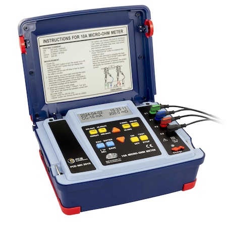 Pce Instruments Micro-ohmmeter for low-resistance testing, measures down to 1 microhm with high-current test output PCE-MO 2010
