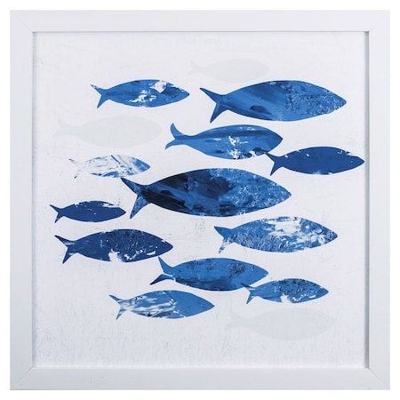Homeroots Marble Blue School of Fish 1 Wall Art 395664