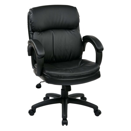 Office Star Exec Chair, Leather, Black, 18-21" Seat Ht EC9231-EC3