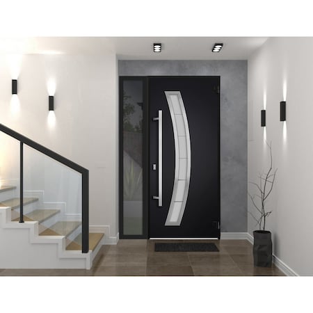 Vdomdoors Front Exterior Prehung Steel Door, Deux 6500 Black, W36+12" x H80", Left-hand Inswing DEUX6500EXD-BLK-W36+12 x H80-Left-hand Inswing