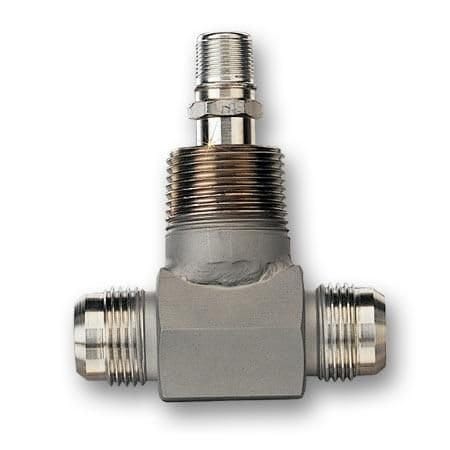 Omega Turbine Flow Meter, Economical Ball-Bearing, Liquid, 0.35 GPM to 3.5 GPM, 1/2 ", AN 37deg Flare Mal FTB-201