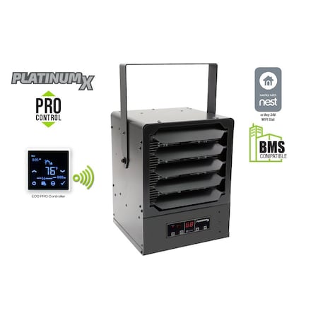 King Electric KBP PLATINUMX UNIT HEATER 277V 5700W 1 PH W/ 24V CONTROL, ECO PRO CONTROLLER & BRKT KBP2706-1-MB-PLTMX-PRO