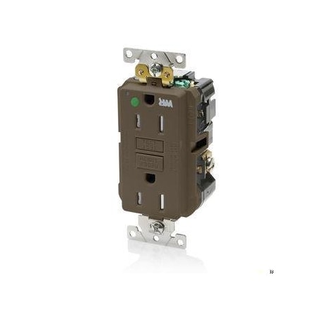 Leviton SmartlockPro GFCI 15A WR/TR/HG/PI Brown GFWT1-HG