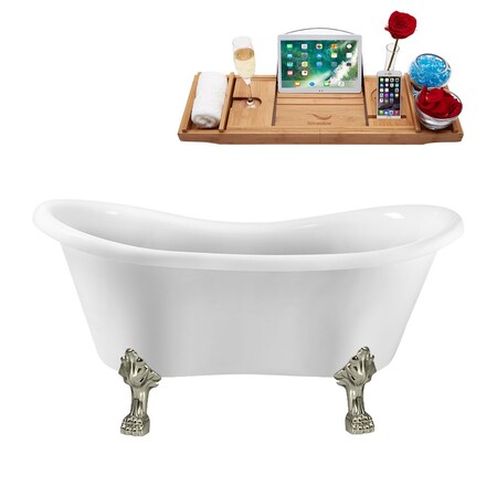 Streamline 62.2 in L, 30.7 in W, Glossy White, Acrylic, Reversible N1020BNK-IN-BNK