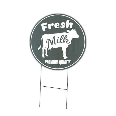 Signmission Farmers Market Fresh Milk Double Sided Corrugated Plastic Circle Yard, C-16-CIR-DS-WS- Fresh Milk C-16-CIR-DS-WS- Fresh Milk