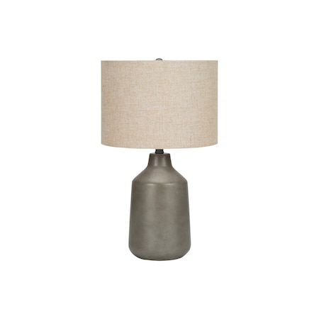 Homeroots 24" Gray Concrete Urn Table Lamp With Beige Drum Shade 545841