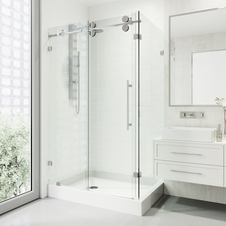 Vigo 36 in. L x 48 in. W x 79 in. H Frameless Sliding Rectangle Shower Enclosure Kit in Chrome VG6051CHCL48WL