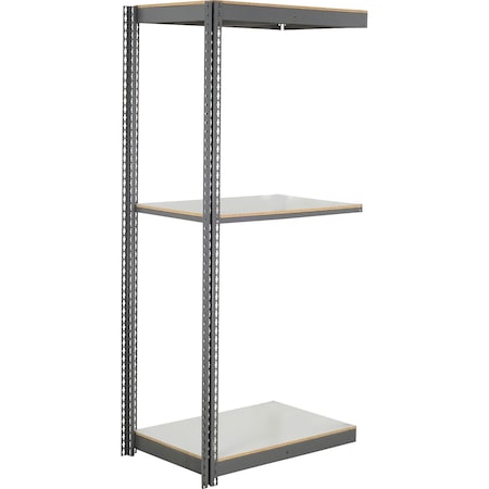 Global Industrial 3 Shelf, Commercial Duty Boltless Shelving Add On, 36"Wx18"Dx72"H, Laminate Deck B3165852