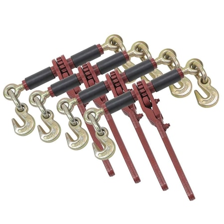 Mytee Products Chain Binder Ratchet Style 5/16 - 3/8 in 7,100# WLL w/ Easy GRIPS on Barrel, 4PK CBRS516X-EZx4