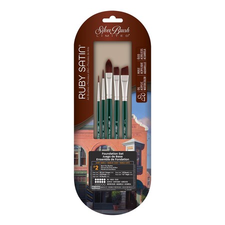 Silver Brush Ruby Satin Foundation Short Handle Brushes, 5-Piece Set RSS-2550S