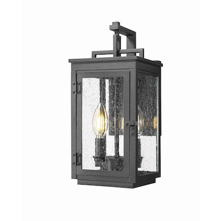 Z-Lite Hartwell 2-Light Outdoor Wall Light, 6 in W x 13.75 H, Sand Black 5019S-BK