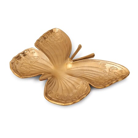 Homeroots 18" Gold Cast Aluminum Butterfly Serving Tray 634491