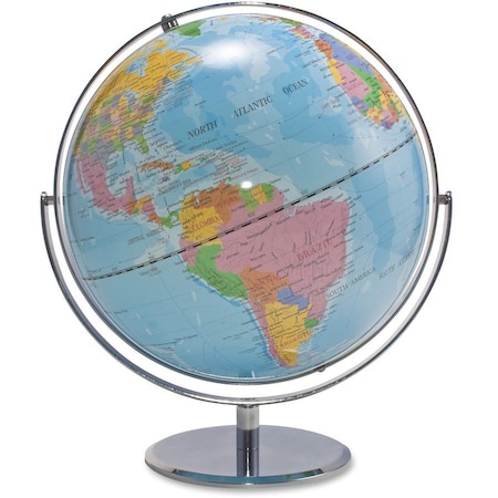 Advantus 12" Globe w/Blue Oceans, Silver-Tone Metal Desktop Base, Full-Meridian 30502