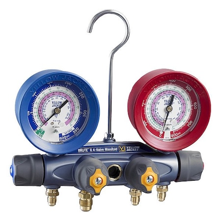 Yellow Jacket Manifold Gauge Set, 3 1/8 in Gauge 46014