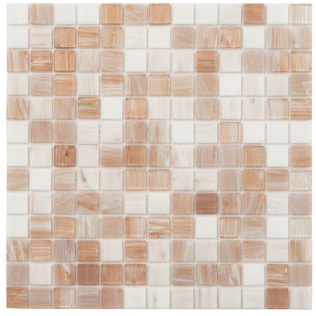 Apollo Tile Mingles 12 in. x 12 in. Glossy Beige and White Glass Mosaic Wall and Floor Tile 20 sqft/case, 20PK MIX2088BG342A
