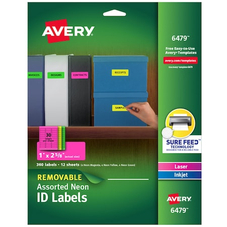 Avery Multipurpose Label, 1" Label W, 30 Labels per Sheet 6479