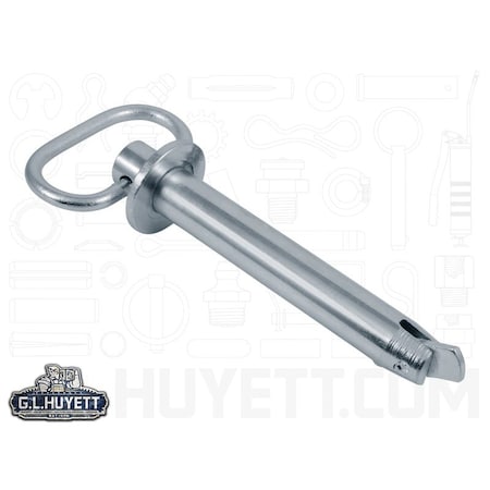 Huyett Swivel Lock Hitch Pin, Zinc Plated, 0.750 in Dia x 3.500 in Effective L x 1.500 in Hole Dia HPSL-0750-3500