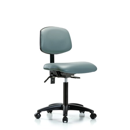 Blue Ridge Ergonomics Vinyl Chair, Med Bench, Casters, Storm BR-VMBCH-RG-T0-A0-NF-RC-8822