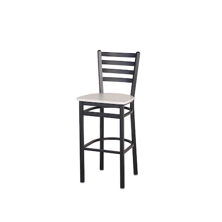 Bfm Seating Lima Ladder Back Barstool - Antique Wash Relic Seat - Steel Frame - Sand Black Finish 2160BAWR-SB