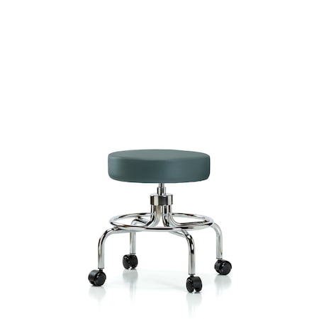 Blue Ridge Ergonomics Screw-Lift Stool, Vinyl, CR, Casters, Blu BR-VSLMD-CR-RC-8546