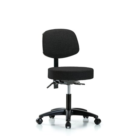 Blue Ridge Ergonomics Desk Stool, Fabric, Bk, Casters, Blk BR-FDHST-RG-T0-RC-F42