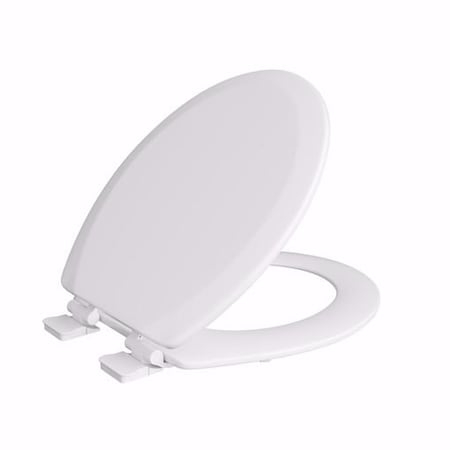 Jones Stephens White Deluxe Molded Wood Toilet Seat, Closed Front, Cover, Slow-Close, QuicKlean Hinges, Round C013WDS00