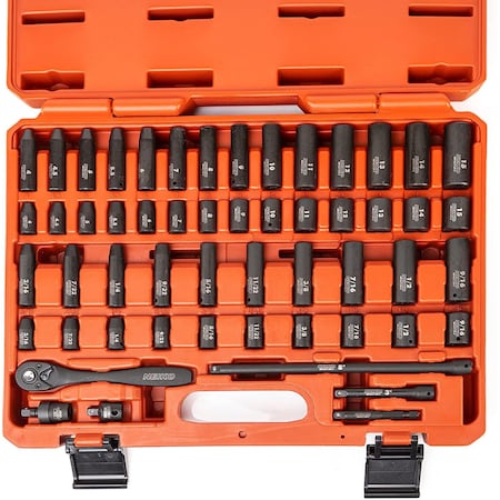 Neiko 0.25 in Dr. Impact Socket Set, Metric & SAE, Deep & Shallow 02437A
