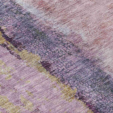 Homeroots 8' Blush Pink And Purple Round Abstract Washable Indoor Outdoor Area Rug 578018