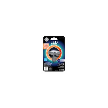 Ge LED Bulb, MR16 Lamp, 50W Equivalent, GU5.3 Base, Dimmable, Clear Lens, Bright White Light 93095551