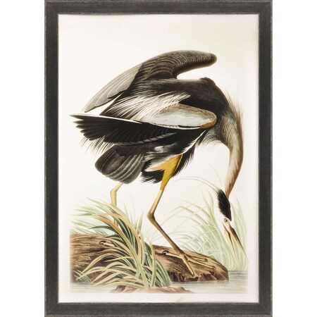 Homeroots Great Blue Heron Framed Art Brown Picture Frame Print Wall Art 416818