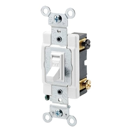 Leviton WallSwitch, 1/2hp, Toggle, 15A, White, PK1 54502-2W