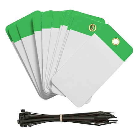 Brady Self-Laminating Blank Tags Polyester 5 in H x 3.25 in W Green 25/PK, 25PK 102012