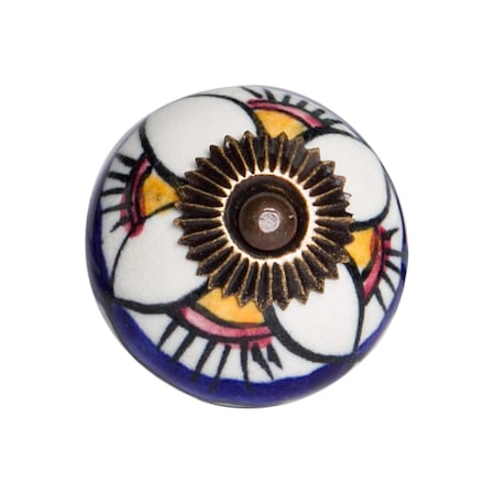 Homeroots Set of Eight Blue And White Ceramic And Metal Drawer Pull Knobs, 8PK 544413