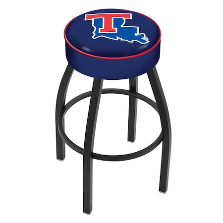 Holland Bar Stool Co 25" 4" Louisiana Tech Cushion Seat, Blk Wrinkle Base Swivel Bar Stool L8B125LaTech