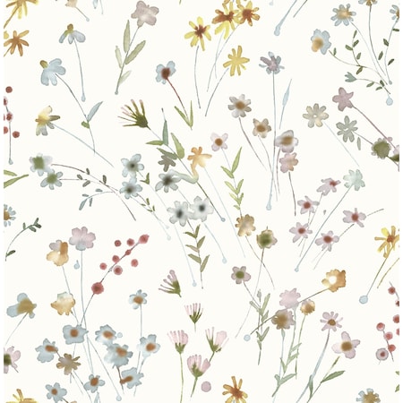 Advantage Heidi Yellow Watercolor Florals Wallpaper 2980-26174