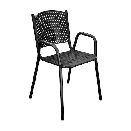 Leisure Craft 31 5/8" Tall Dining Height Stackable Perforated Chair, Black C1-PERF-BLACK