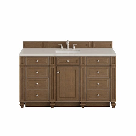 James Martin Vanities Bristol 60" Single Vanity, Saddle Brown, w/ 3 CM Siberian Silestone Top 157-V60S-SBR-3SFR
