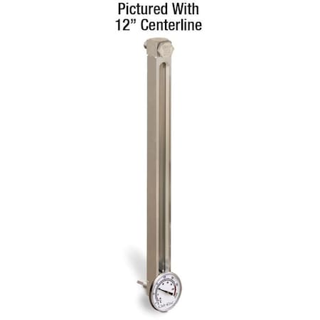 Oil-Rite Aluminum Liquid Gauge with Dial Thermometer with 13in. to 24in. Centerline - 24in., 1/2in.-20 B3540-22400BA1W
