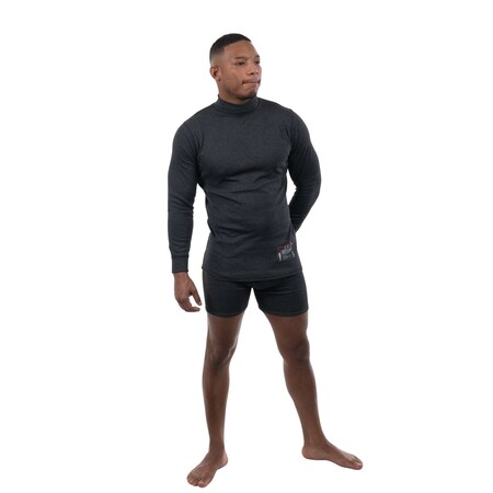 Seraphina Safety Apparel Men's Active Flame-Resistant Long Sleeve Mock Neck Shirt, Gray, S CXLSMM
