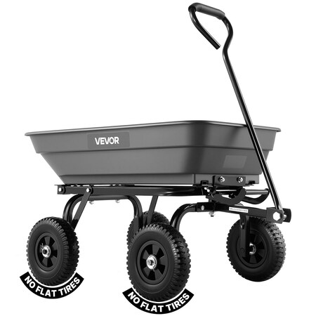 Vevor Garden Dump Cart 800lbs Poly Dump Cart with Storage Fence and Swivel Wheels TC4270C