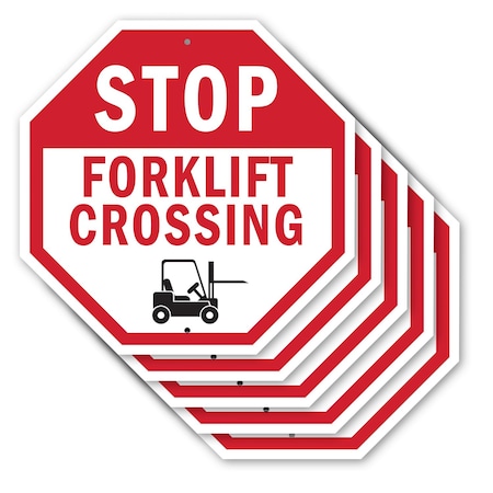 Signmission Stop Forklift Crossing, 10 inch X 10 inch, Aluminum Metal Signs, 5PK OC-A-5Pack-10-55