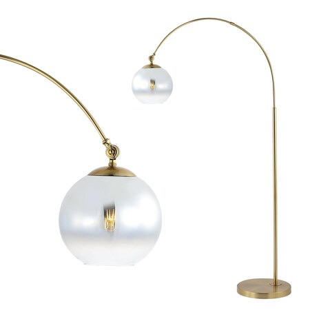 Jonathan Y Nora 71" Coastal Vintage Iron LED Floor Lamp, Brass Gold/White JYL3089A