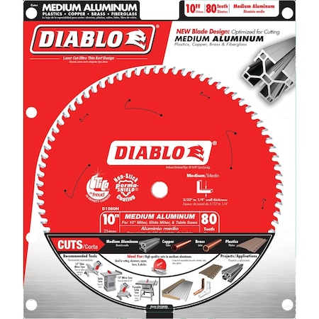 Diablo 10'' 80-Tooth Aluminum Circular Saw Blade D1080N